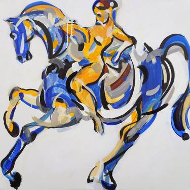 Girl on a blue Horse thumb
