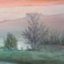 Oil on canvas. Scene of English fields. Sunset.  Realism highly detailed.