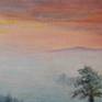 Oil on canvas. Scene of English fields. Sunset.  Realism highly detailed.