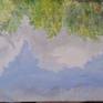 Oil on canvas. Scene of Hampstead Heath Pond in London. Large painting with beautiful balance of colours reflecting on water.