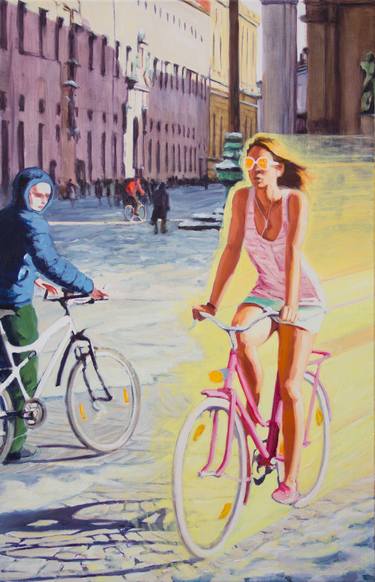 Print of Figurative Bicycle Paintings by Benjy Barnhart