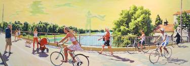 Original Figurative Bicycle Paintings by Benjy Barnhart