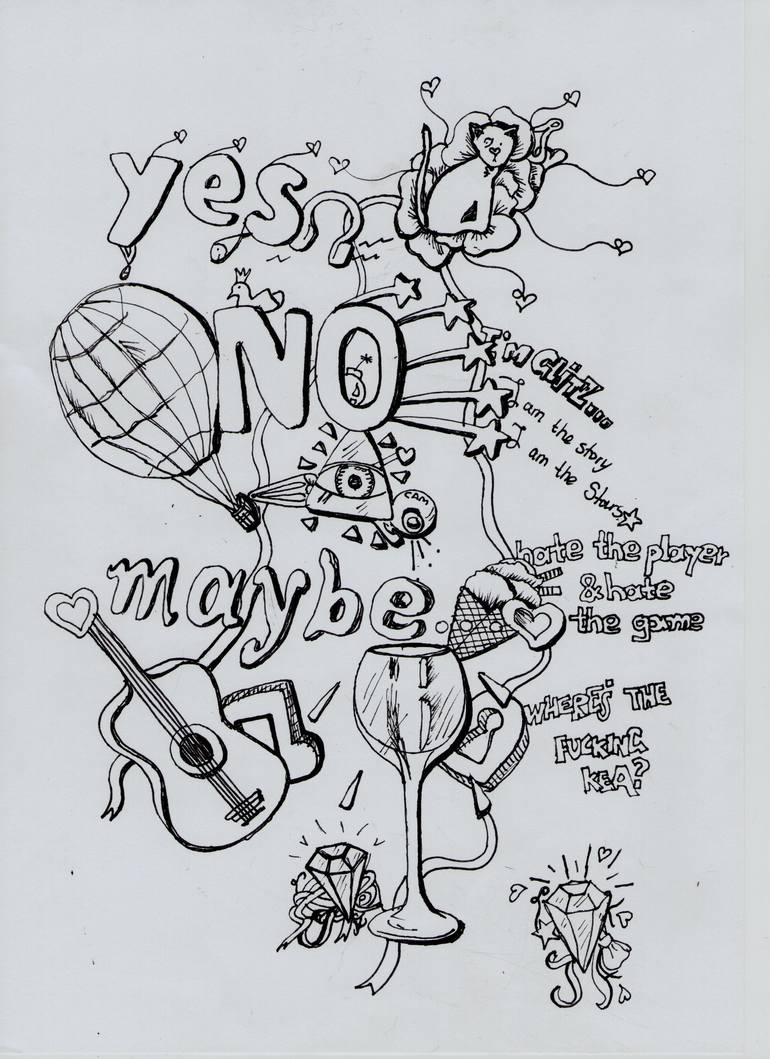 yes no maybe Drawing by yann Candy | Saatchi Art