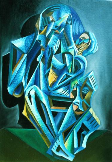 Original Cubism Nude Painting by Lourents oybur