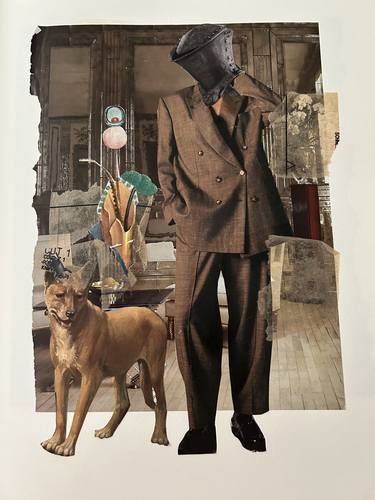 Original Figurative Dogs Collage by Carol White
