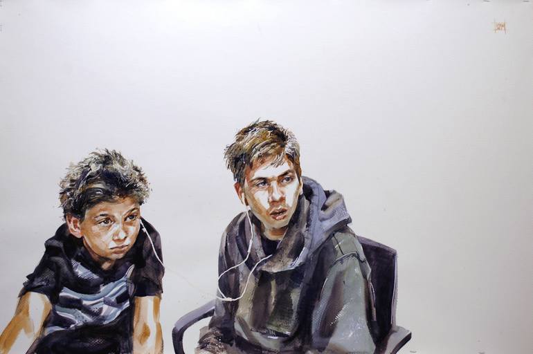 Original Other Painting by Gregory Radionov  Figurative Art on Paper  youths