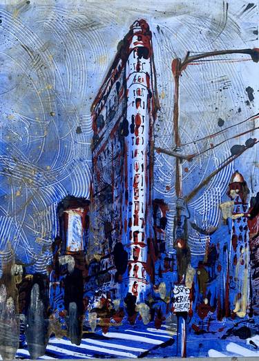 Flatiron building monotype blue - Limited Edition of 1 thumb