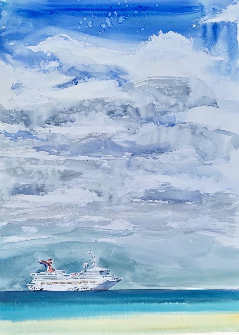 cruise ship Painting by Gregory Radionov | Saatchi Art