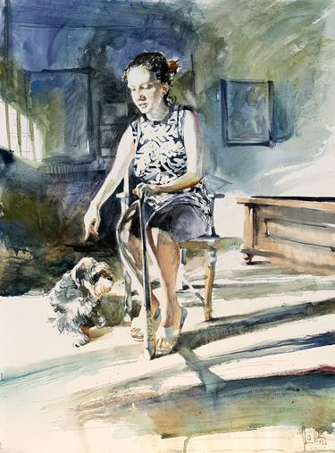 Original Figurative Dogs Paintings by Gregory Radionov