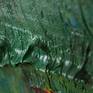 An artwork from a series of abstract, structural and multilayered works that are created by painting over my old depicting images. Therefore, at the back, on the reverse of the canvas, please look for the old signature covered with paint. This landscape is almost a bas-relief. A very thick layer of green paint creates a strange form - like a flounce - Ian - copper? You can see it on additional pictures of details that I attach.