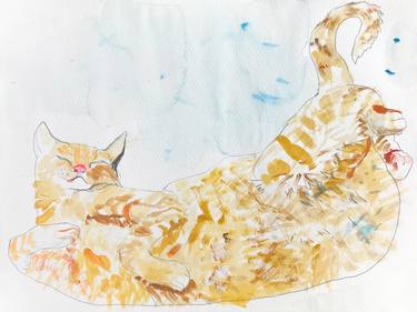 Original Figurative Cats Paintings by Grażyna Smalej