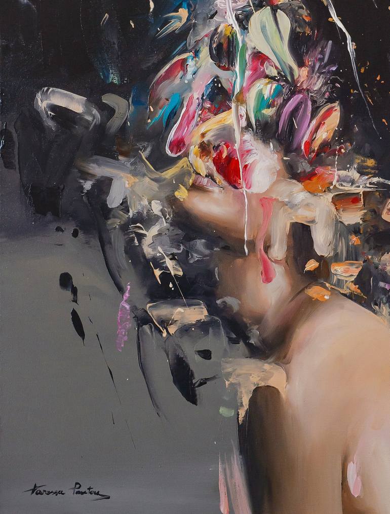 Original Abstract Portrait Painting by Vanessa Poutou