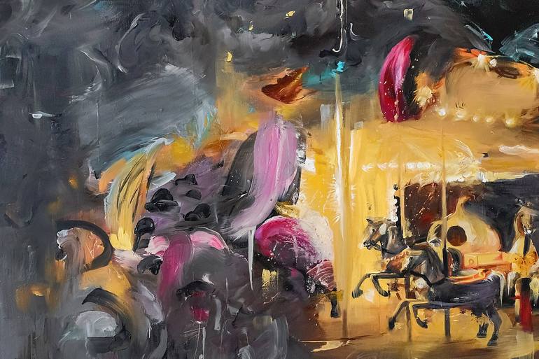 Original Abstract Expressionism Outer Space Painting by Vanessa Poutou
