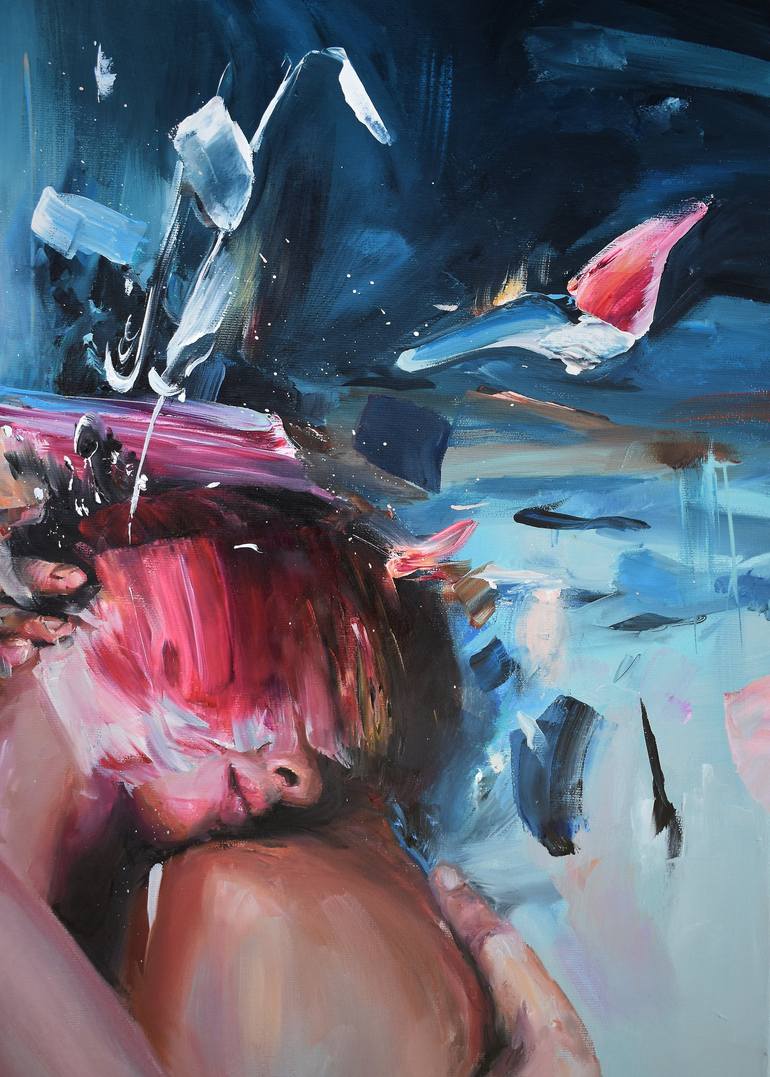 Original Abstract Expressionism Love Painting by Vanessa Poutou