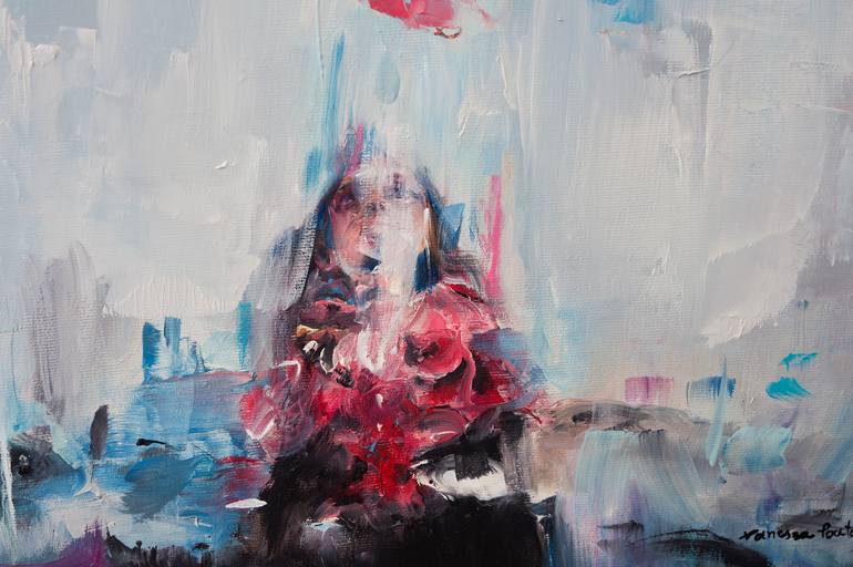 Original Abstract Expressionism Floral Painting by Vanessa Poutou