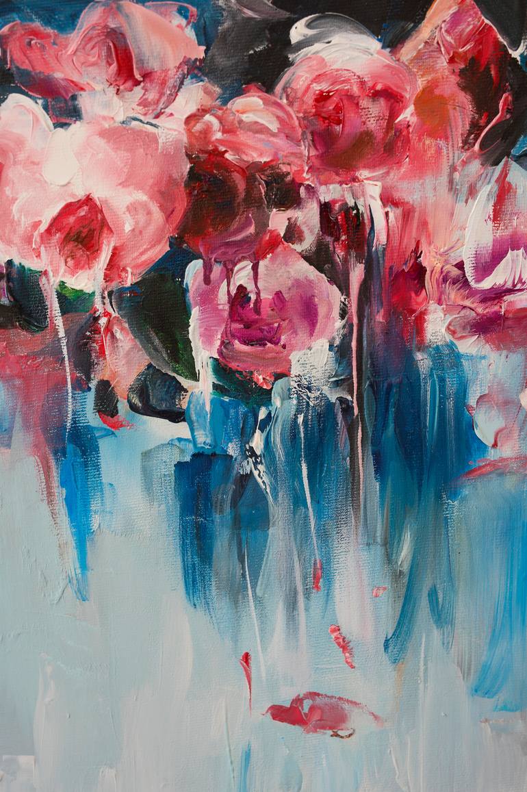 Original Abstract Expressionism Floral Painting by Vanessa Poutou