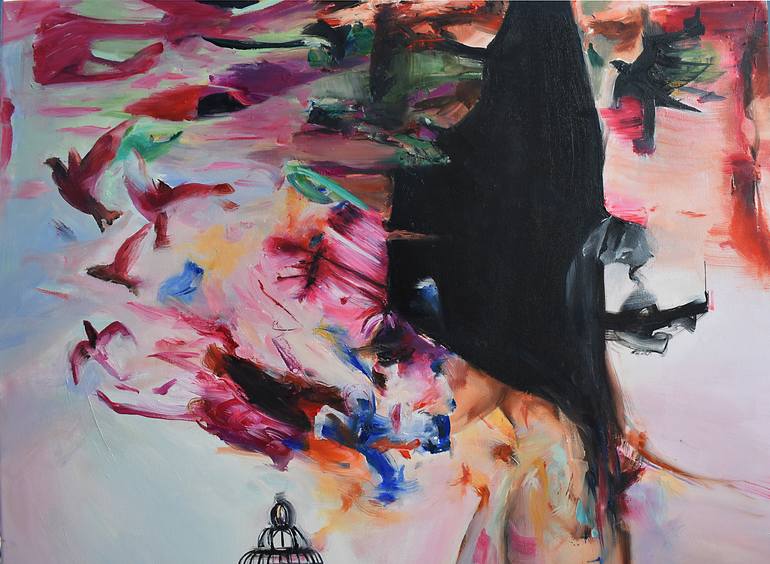 Original Abstract Expressionism Fantasy Painting by Vanessa Poutou