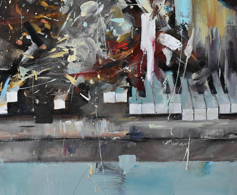 Original Abstract Expressionism Music Painting by Vanessa Poutou
