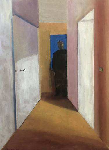 Interior with figure over a blue background thumb