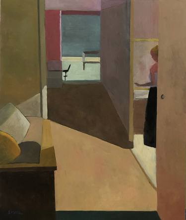 Interior with woman thumb