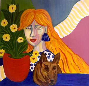 Original Abstract Expressionism Dogs Painting by Joanna Kaminska