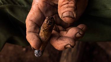 A Farmer Rolls Cigars Inside A Traditional Tobacco Barn Vinales Valley Cuba - Limited Edition of 100 thumb