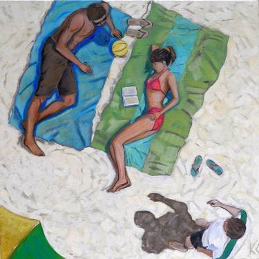 Original Figurative Beach Paintings by karen lynn