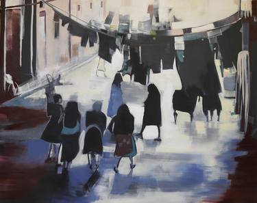 Original Figurative Cities Paintings by Angela Edwards