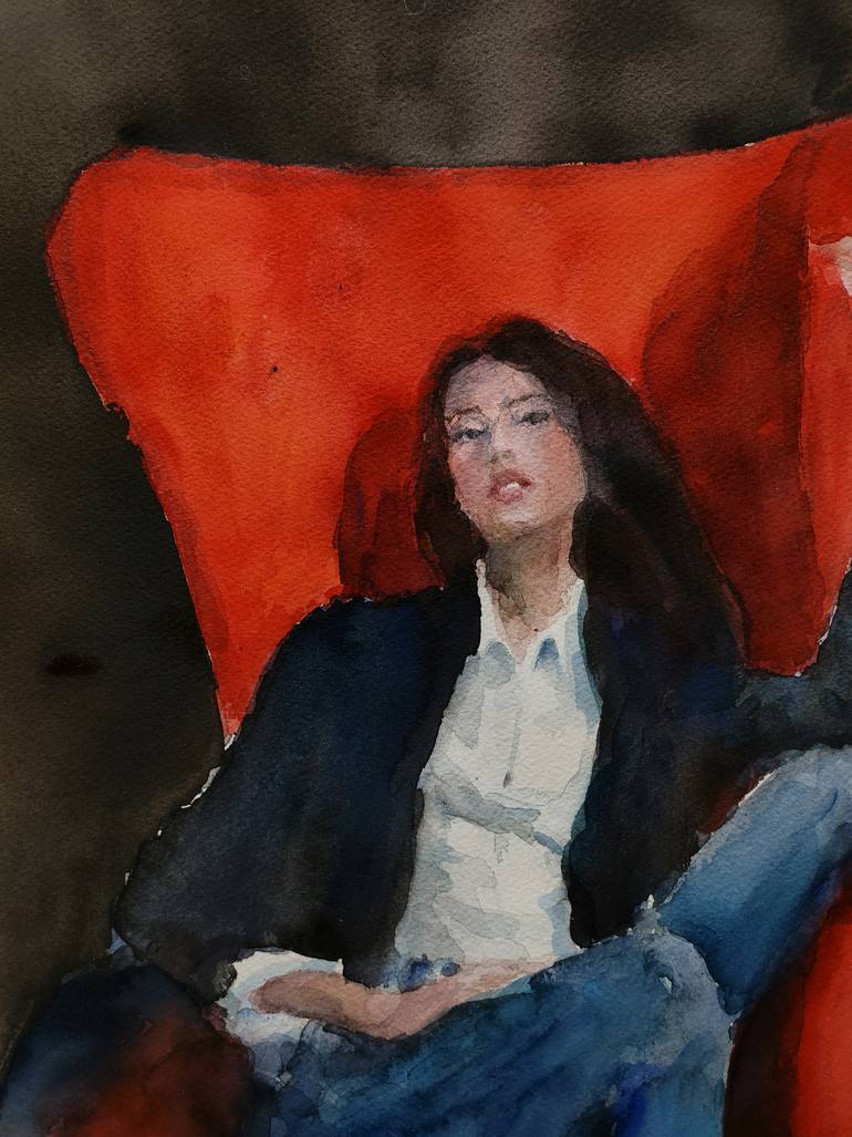 Original Figurative Portrait Painting by OSCAR ALVAREZ