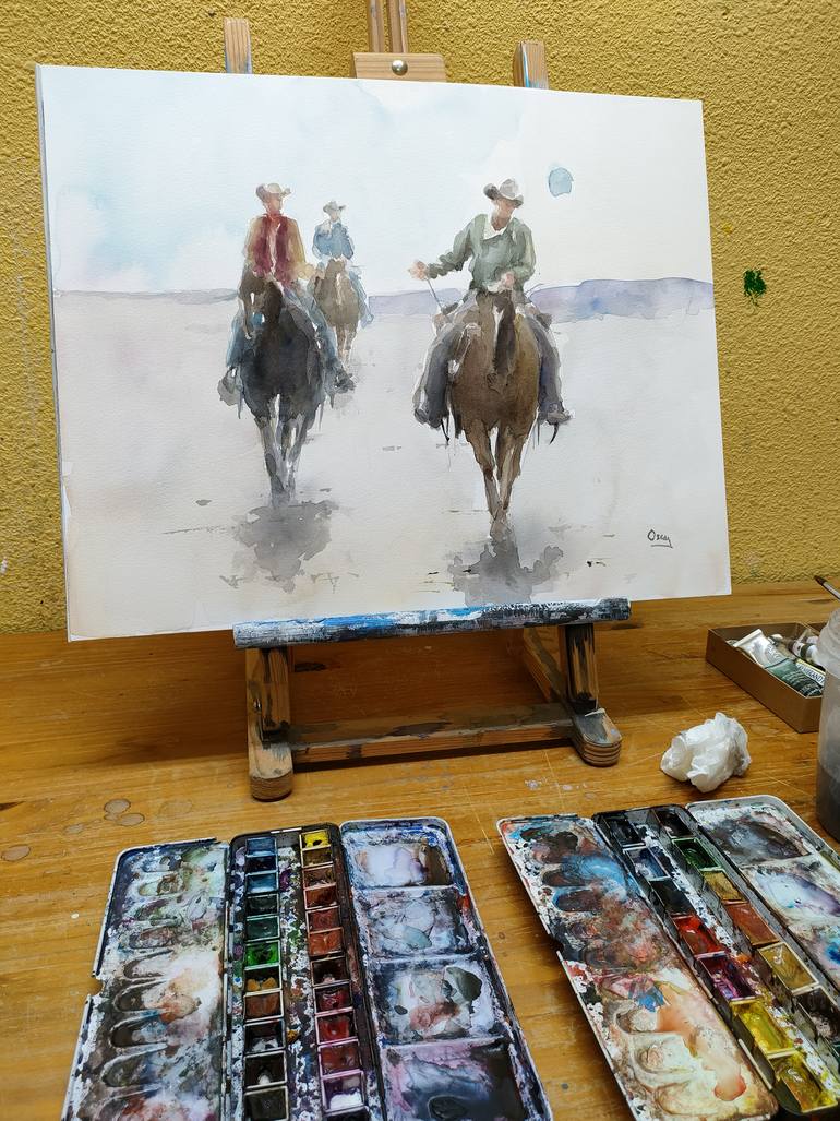 Original Figurative Cinema Painting by Oscar Alvarez