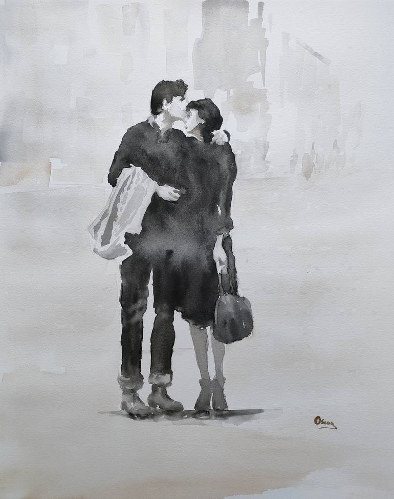 Print of Black & White Love Paintings by Oscar Alvarez