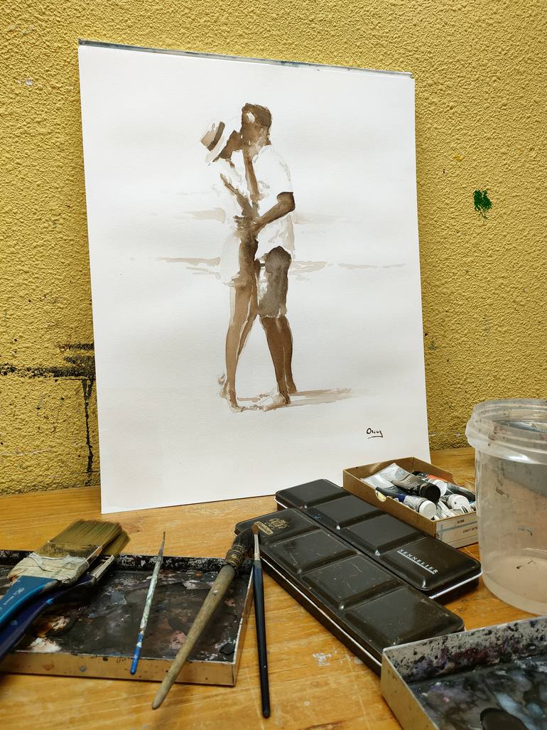 Original Figurative Love Painting by Oscar Alvarez