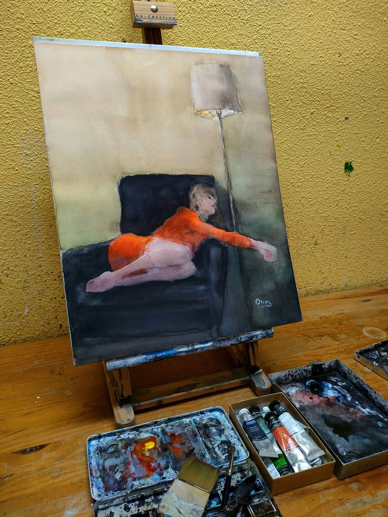 Original Figurative Women Painting by Oscar Alvarez