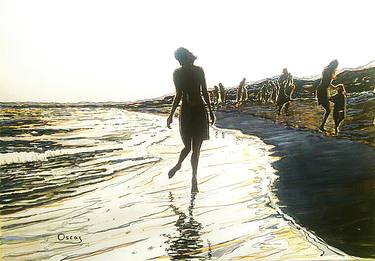 Print of Figurative Seascape Paintings by OSCAR ALVAREZ