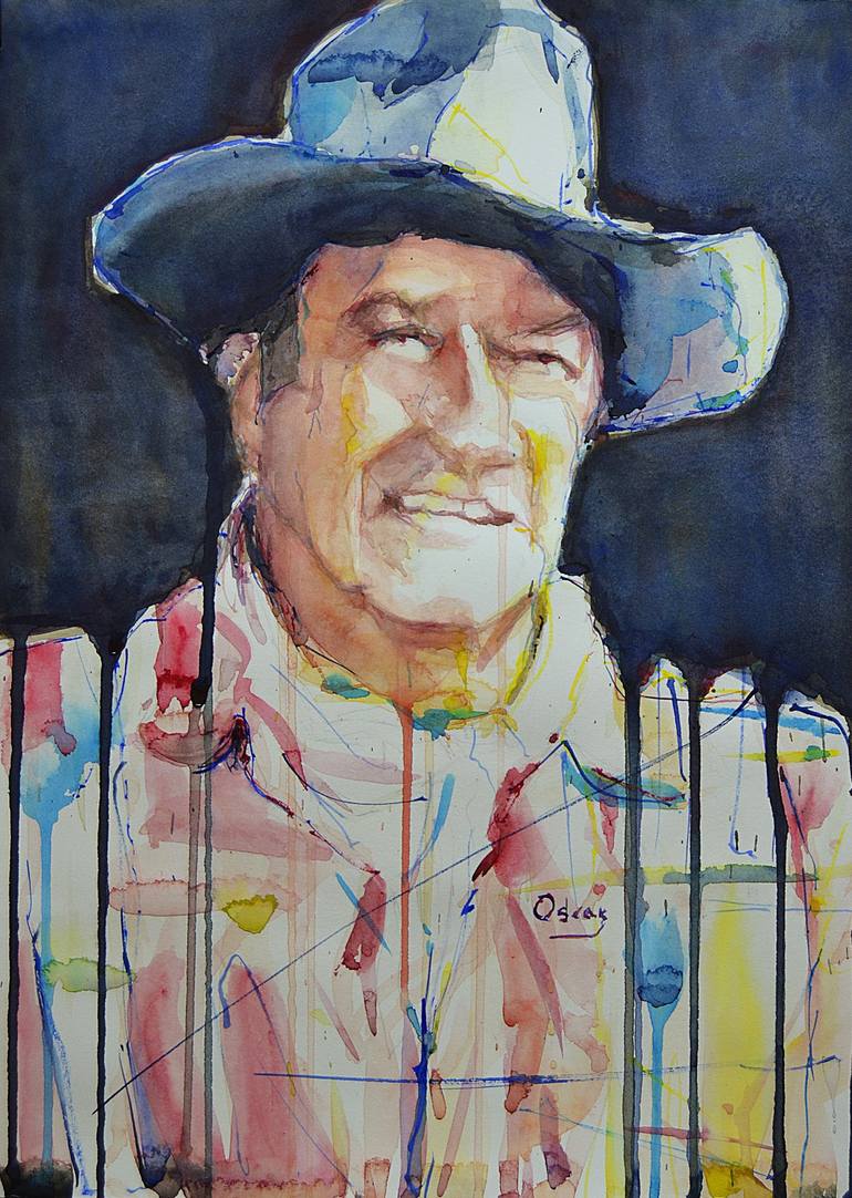 JOHN WAYNE Painting by OSCAR ALVAREZ | Saatchi Art