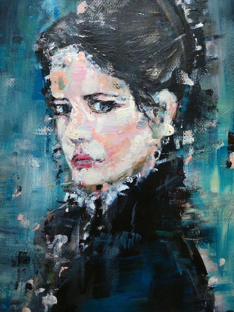 Original Figurative Portrait Painting by OSCAR ALVAREZ