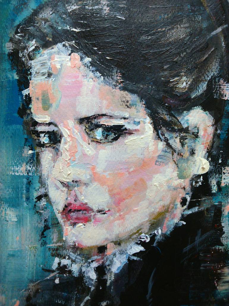 Original Figurative Portrait Painting by OSCAR ALVAREZ