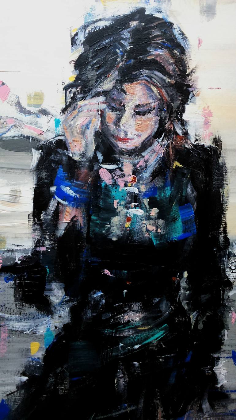 Original Figurative People Painting by Oscar Alvarez