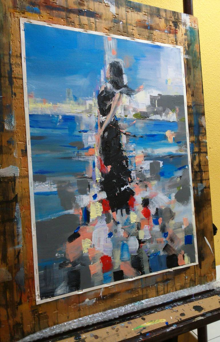 Original Figurative People Painting by Oscar Alvarez