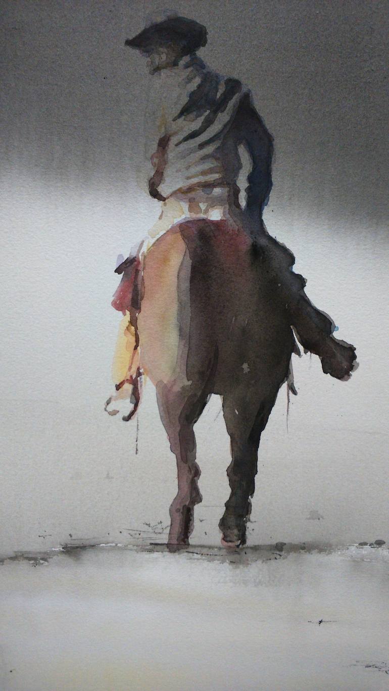 Original Figurative Horse Painting by OSCAR ALVAREZ