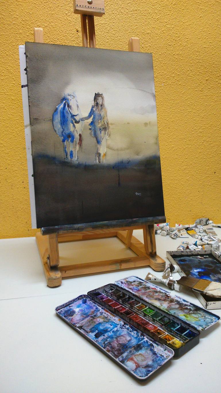 Original Figurative Horse Painting by OSCAR ALVAREZ