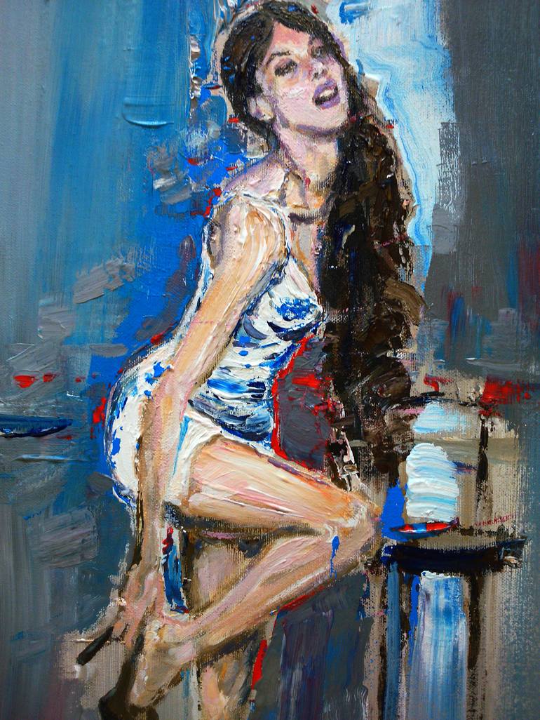 Original Figurative Portrait Painting by OSCAR ALVAREZ