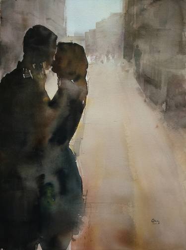 Original Figurative Love Paintings by OSCAR ALVAREZ