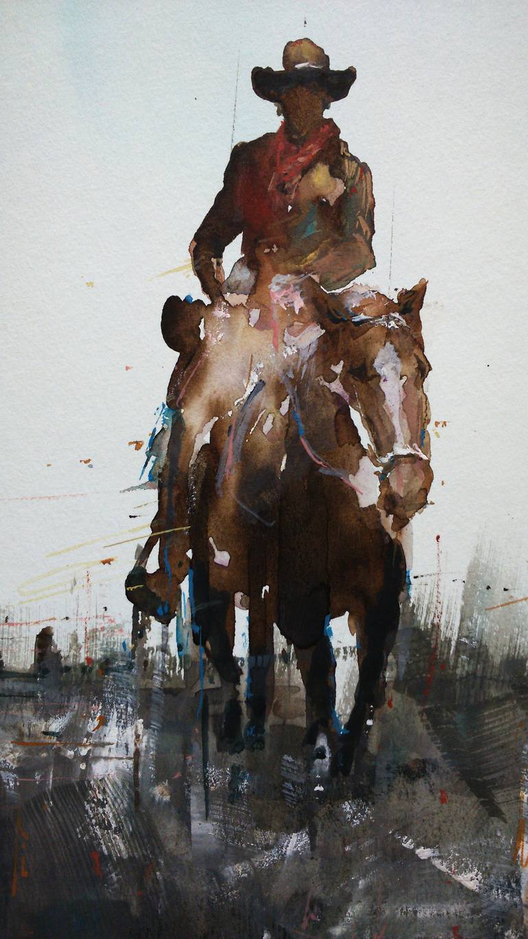 Original Figurative Horse Painting by OSCAR ALVAREZ