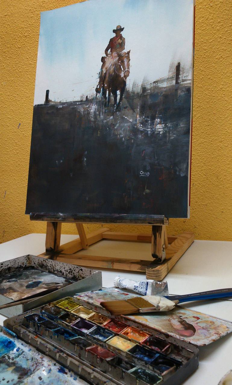 Original Figurative Horse Painting by OSCAR ALVAREZ