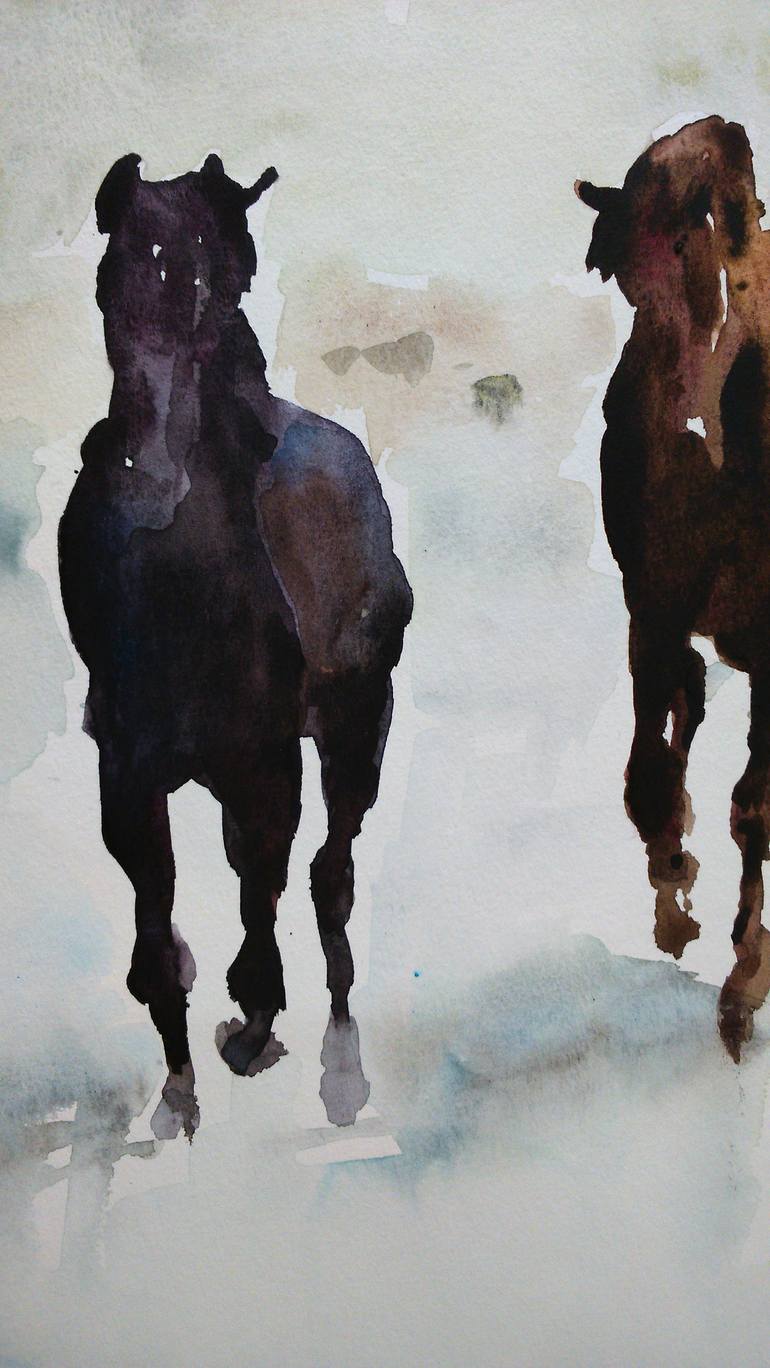 Original Figurative Horse Painting by OSCAR ALVAREZ