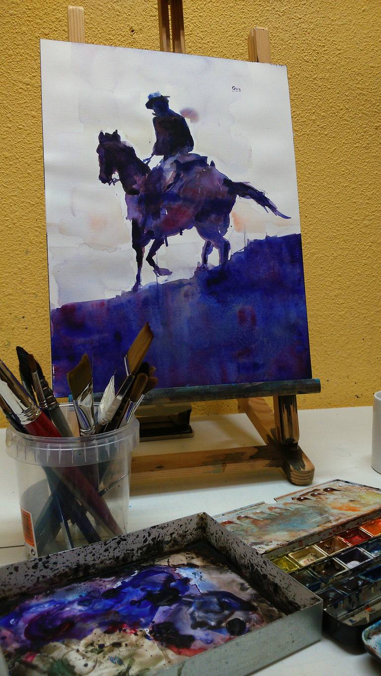 Original Figurative Horse Painting by OSCAR ALVAREZ