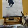 Scene inspired by the free life of the wild horses. Painted in watercolor on paper "Arches" 300 grs.