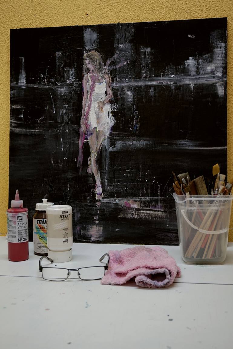 Original Figurative People Painting by Oscar Alvarez