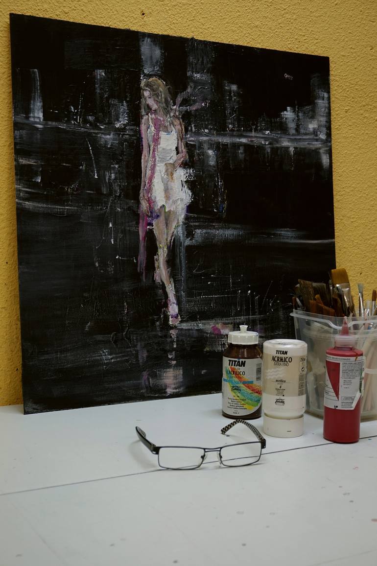 Original Figurative People Painting by Oscar Alvarez